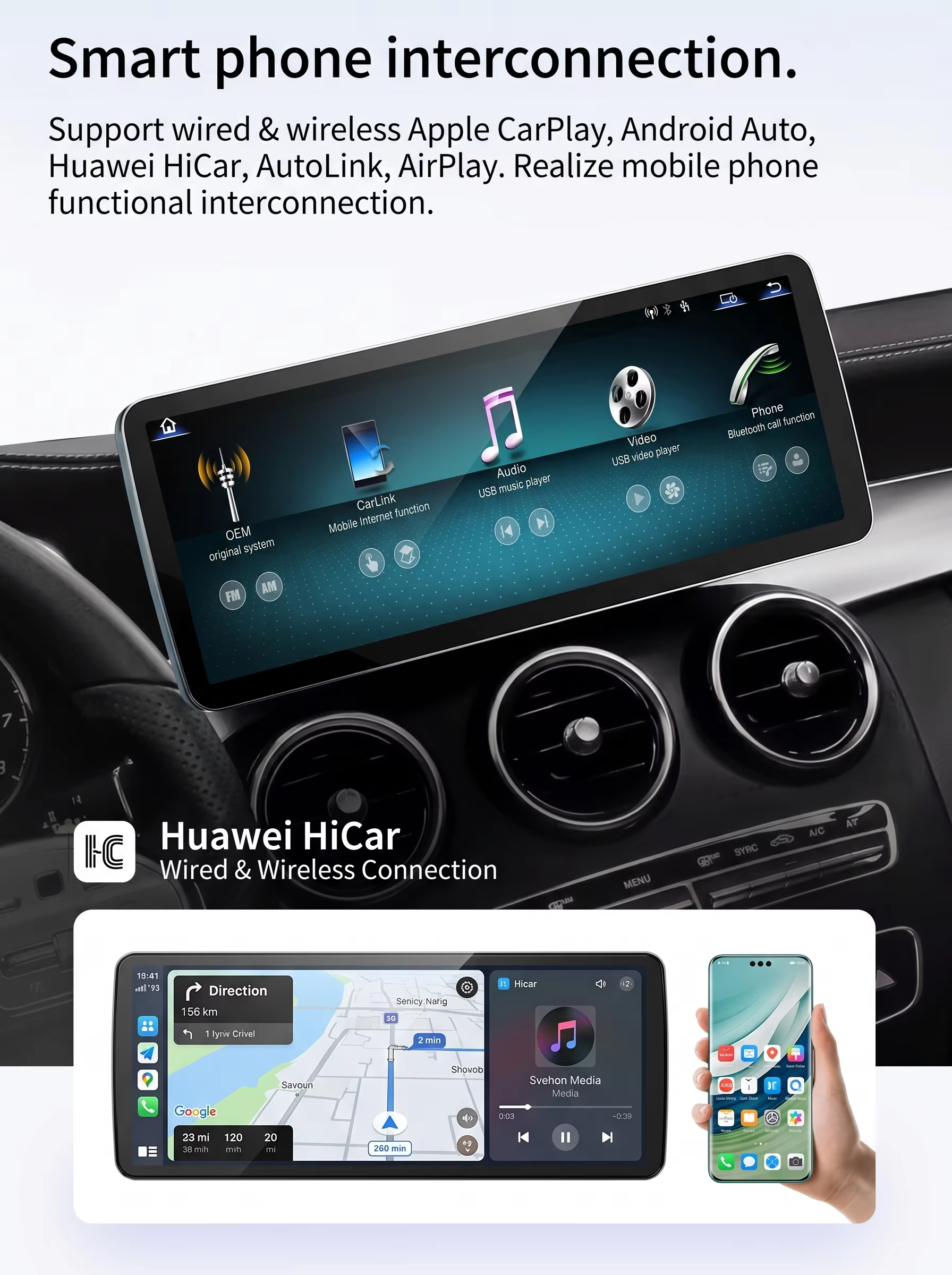 Ecran Linux CarPlay pour Mercedes Classe A, CLA, GLA - Image 2