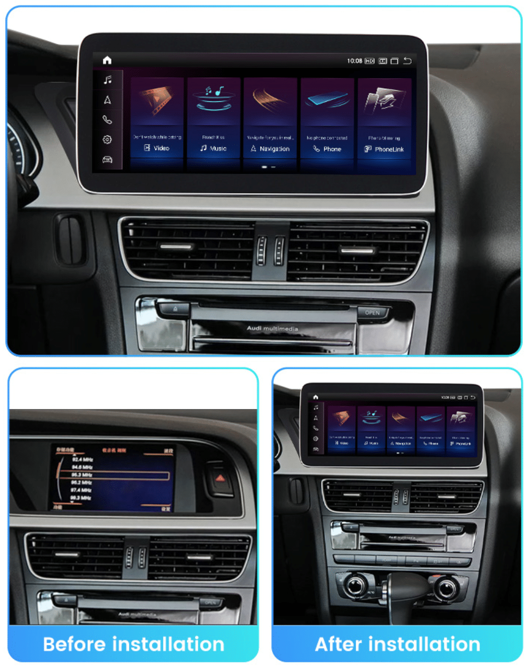 Ecran CarPlay monté sur tableau de bord pour Audi A4 B8 et A5 - Image 4