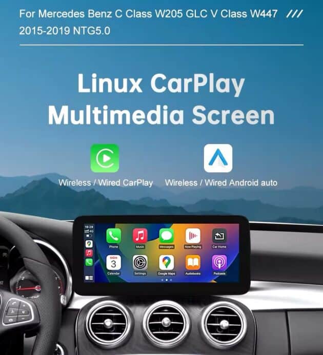 Ecran Linux CarPlay pour Mercedes Classe C, V, GLC