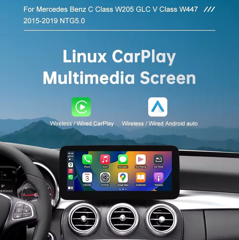 Ecran Linux CarPlay pour Mercedes Classe C, V, GLC